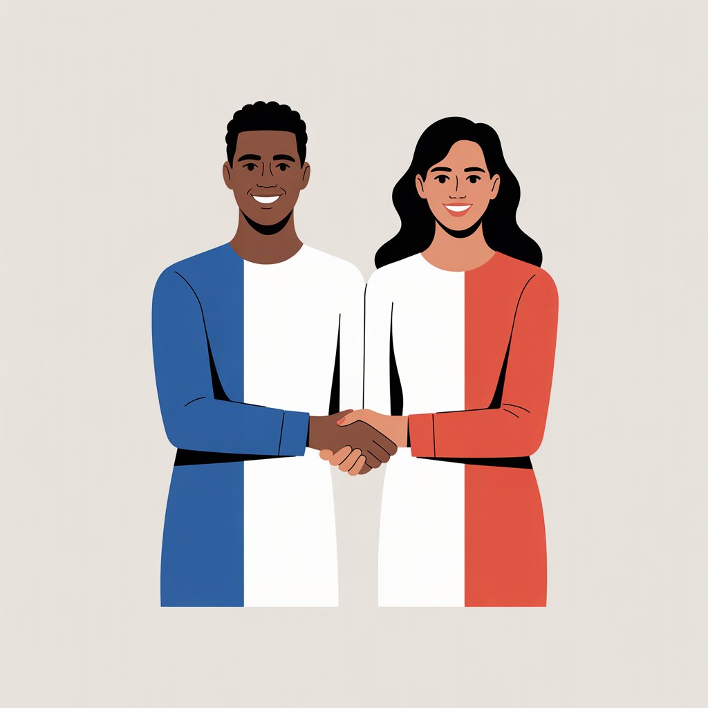Homme et femme côte à côte, symboles d'égalité