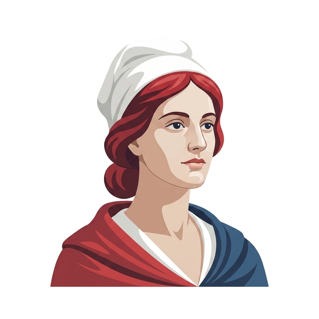 Marianne avec bonnet phrygien, couleurs bleu-blanc-rouge
